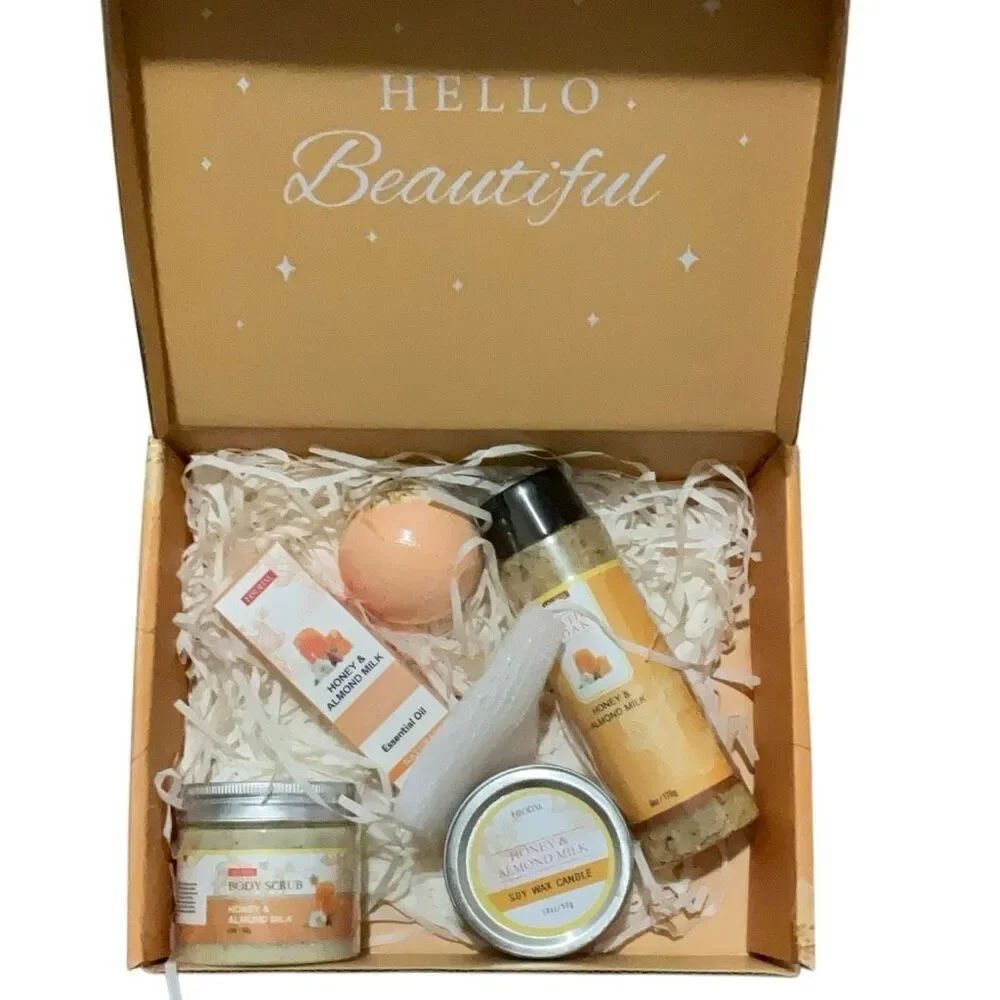HSOEIXL Skincare Gift Set Honey & Almond Milk Orange White Bath Set